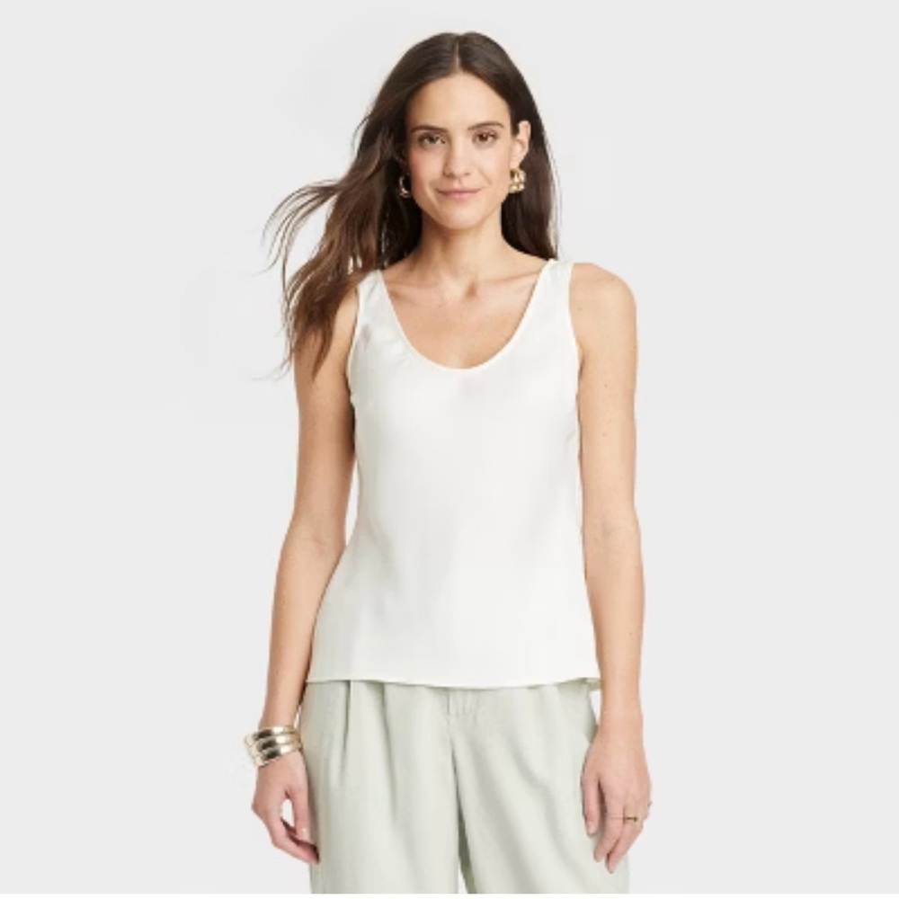 NEW‎ A New Day Women's Woven Shell Tank Top White